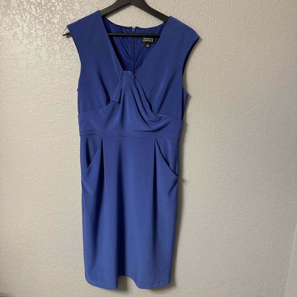 Adrianna Papell Blue Knot Front Jersey Knit Dress size 10